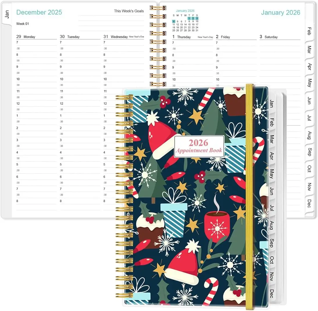 2026 Weekly Appointment Book, Hourly Planner 6.4"x8.5", Christmas Tree Design
2026 Weekly Appointment Book, Hourly Planner 6.4"x8.5", Christmas Tree Design