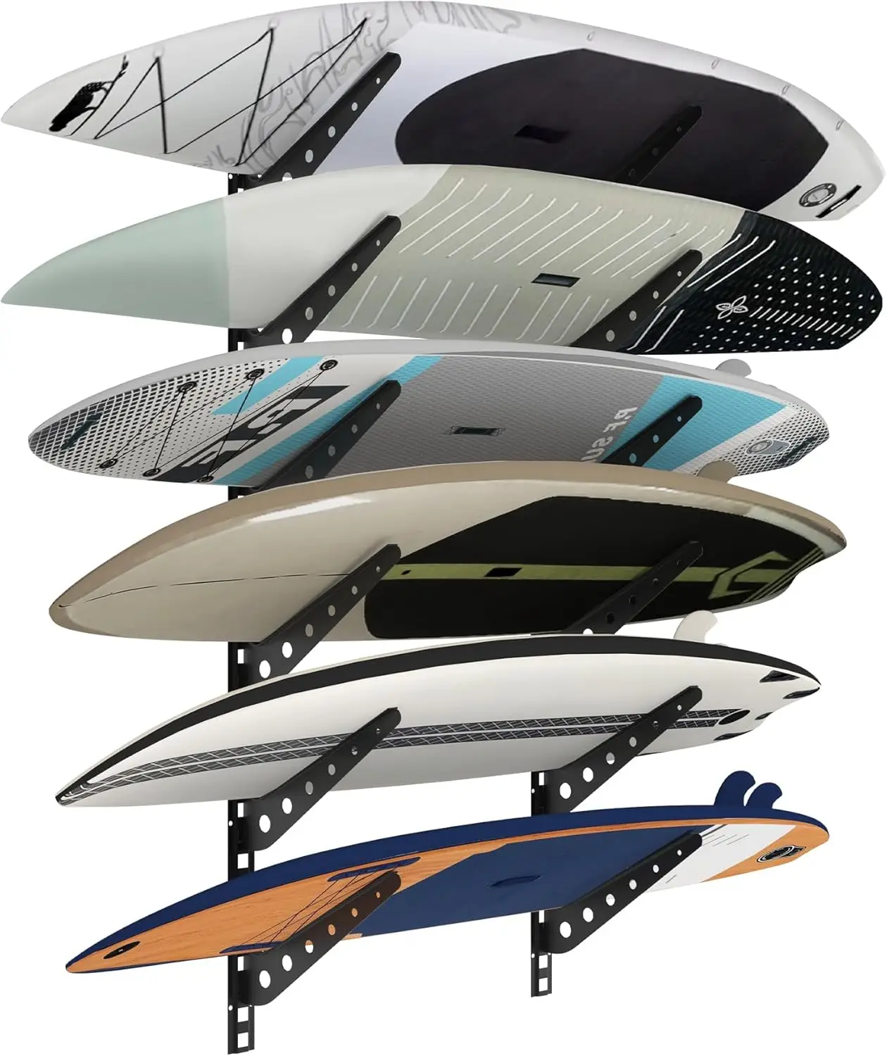 Adjustable Surfboard Wall Mount Rack for 2-6 Boards, Horizontal Storage Display for Home and Garage
Adjustable Surfboard Wall Mount Rack for 2-6 Boards, Horizontal Storage Display for Home and Garage
