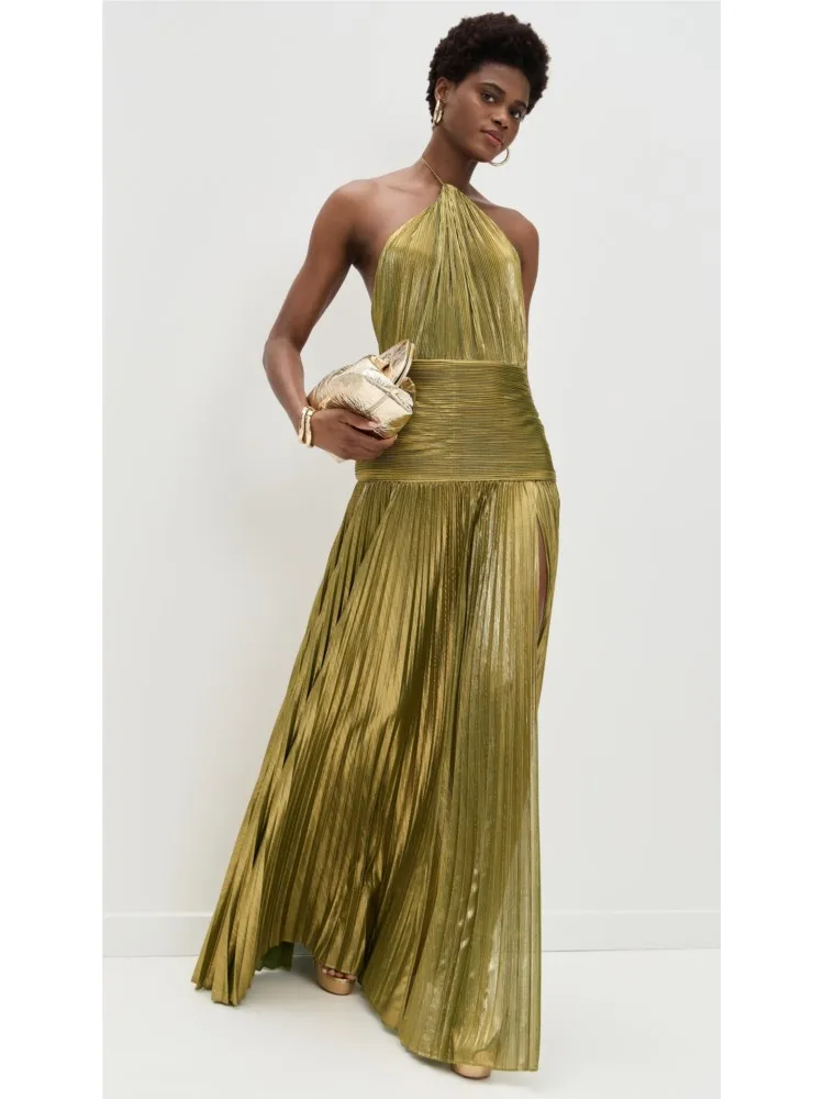 2026 Evening Dress Vestidos Dresses Woman Slim Pleated Backless Slit Solid Color Halter Neck Elegant Temperament Sleeveless Sexy
2026 Evening Dress Vestidos Dresses Woman Slim Pleated Backless Slit Solid Color Halter Neck Elegant Temperament Sleeveless Sexy
