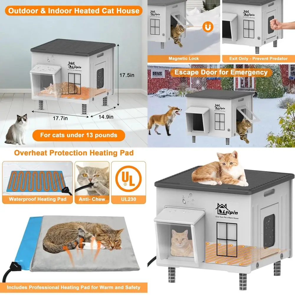 Durable Weatherproof Insulated Elevated Outdoor Cat Shelter for Stray Cats, Suitable for Winter and All Weather Conditions, Dime
Durable Weatherproof Insulated Elevated Outdoor Cat Shelter for Stray Cats, Suitable for Winter and All Weather Conditions, Dime