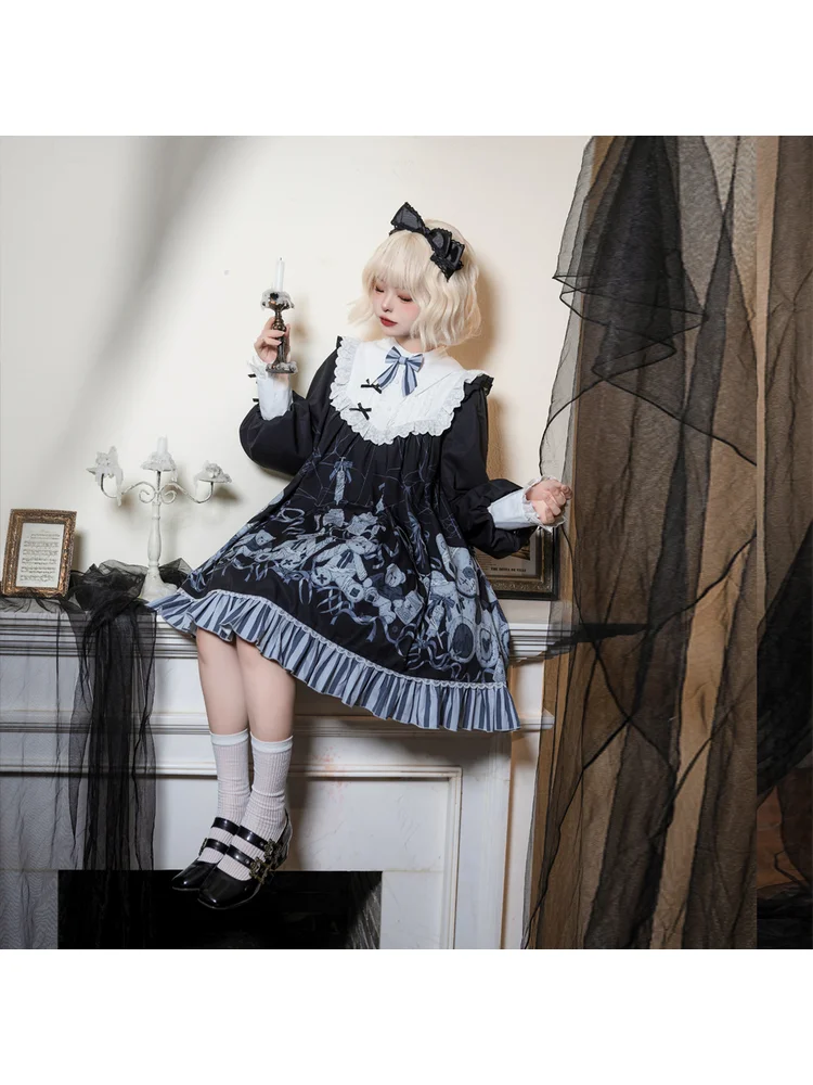 Бандажное платье медведя в стиле Лолиты для девочек, оригинальное темное кружевное платье Лолиты с длинными рукавами, осенне-зимнее платье, костюм на Хэллоуин
Бандажное платье медведя в стиле Лолиты для девочек, оригинальное темное кружевное платье Лолиты с длинными рукавами, осенне-зимнее платье, костюм на Хэллоуин