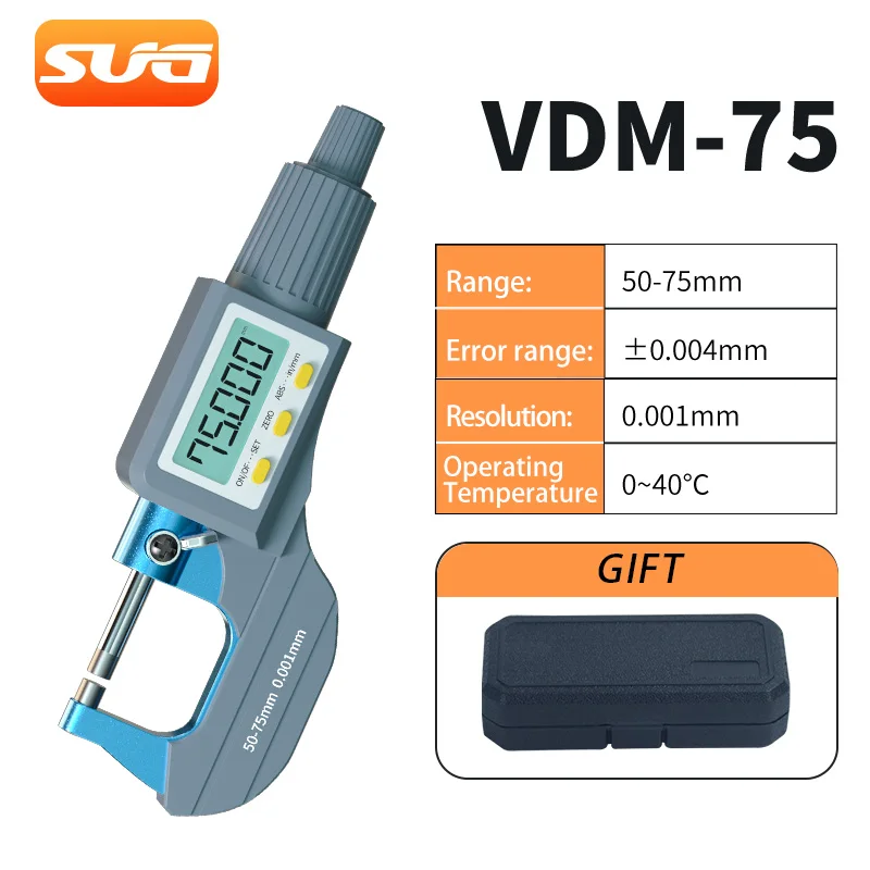SUG 0-25/25-50/50-75mm micrometer digital outer diameter micrometer electronic micrometer 0.001mm digital tool caliper
SUG 0-25/25-50/50-75mm micrometer digital outer diameter micrometer electronic micrometer 0.001mm digital tool caliper