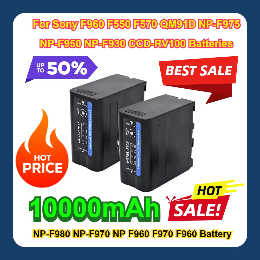 10000mAh NP-F980 NP-F970 NP F960 F970 F960 Battery For Sony F960 F550 F570 QM91D NP-F975 NP-F950 NP-F930 CCD-RV100 Batteries
10000mAh NP-F980 NP-F970 NP F960 F970 F960 Battery For Sony F960 F550 F570 QM91D NP-F975 NP-F950 NP-F930 CCD-RV100 Batteries