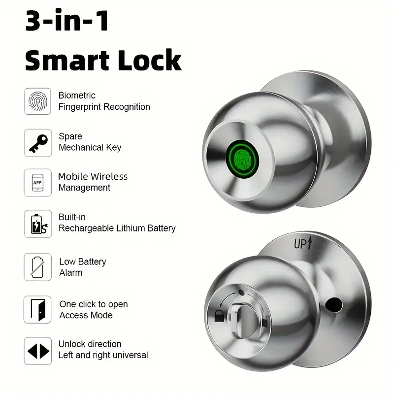 KEEHOME Fingerprint Door Lock, Smart Fingerprint Door Knob with Lock, Biometric Door Lock with App Control And Key, Keyless Thumbprint Entry Door Lock for Bedroom, Front Door, Home, Apartment Office-Os10Yb
KEEHOME Fingerprint Door Lock, Smart Fingerprint Door Knob with Lock, Biometric Door Lock with App Control And Key, Keyless Thumbprint Entry Door Lock for Bedroom, Front Door, Home, Apartment Office-Os10Yb