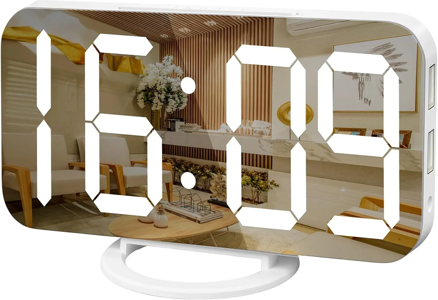 Digital Alarm Clock, Large Mirrored LED Display, USB Charger, Snooze, Dim Mode, Wall/Desk for Bedroom
Digital Alarm Clock, Large Mirrored LED Display, USB Charger, Snooze, Dim Mode, Wall/Desk for Bedroom
