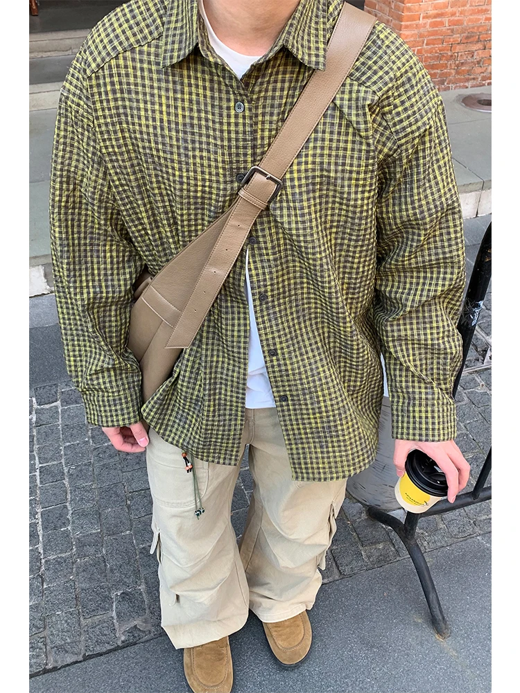 American Retro Dyeing Plaid Bubble Cloth Texture Loose Casual Long Sleeve Shirt Polyester Fiber Summer Youth Fashion
American Retro Dyeing Plaid Bubble Cloth Texture Loose Casual Long Sleeve Shirt Polyester Fiber Summer Youth Fashion
