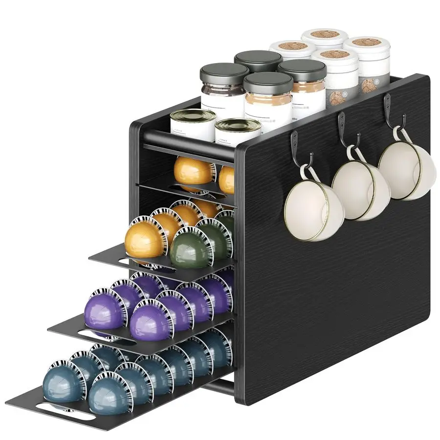 Pod Drawer Holder, 72 Pods Large Capacity, 4 Tier Holder for Vertuo, Coffee Pod Organizer for Countertop, Storage Rack for Nespr
Pod Drawer Holder, 72 Pods Large Capacity, 4 Tier Holder for Vertuo, Coffee Pod Organizer for Countertop, Storage Rack for Nespr