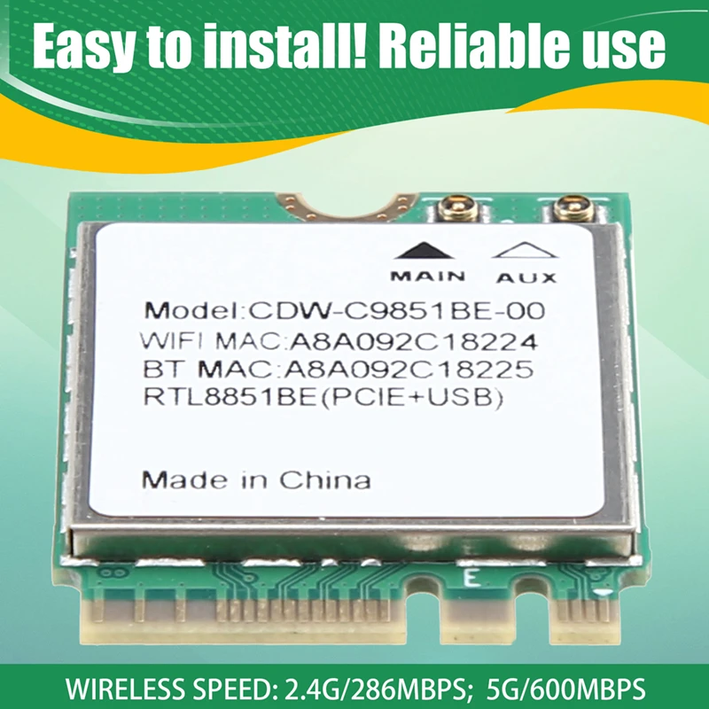 AED7-RTL8851BE WIFI6 Card AX900 2.4G/5G Dual-Band Network Card NGFF M.2 Bluetooth 5.2 Wireless Wifi Adapter For Win10/Win11
AED7-RTL8851BE WIFI6 Card AX900 2.4G/5G Dual-Band Network Card NGFF M.2 Bluetooth 5.2 Wireless Wifi Adapter For Win10/Win11