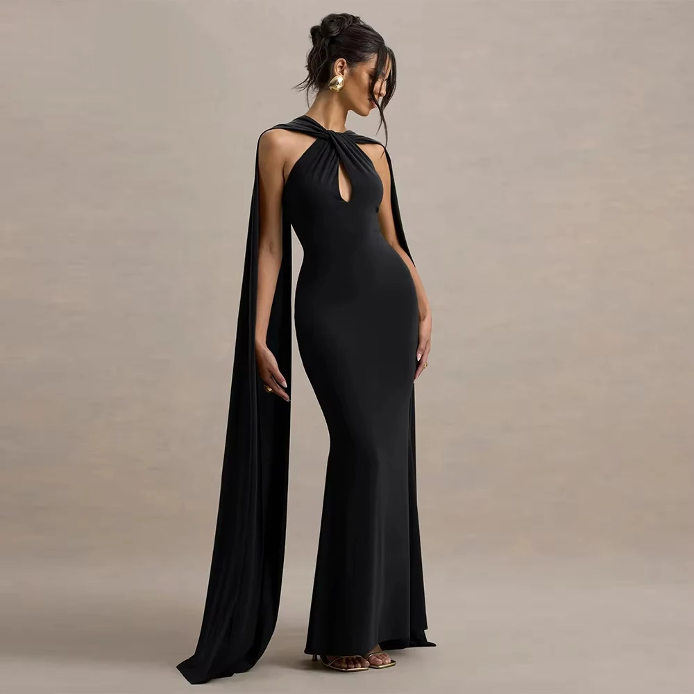 Black Mermaid Elegant Evening Dresses Satin Halter Sleeveless Floor-Length Party Gowns for Women Customized Prom Dresses 2025
Black Mermaid Elegant Evening Dresses Satin Halter Sleeveless Floor-Length Party Gowns for Women Customized Prom Dresses 2025