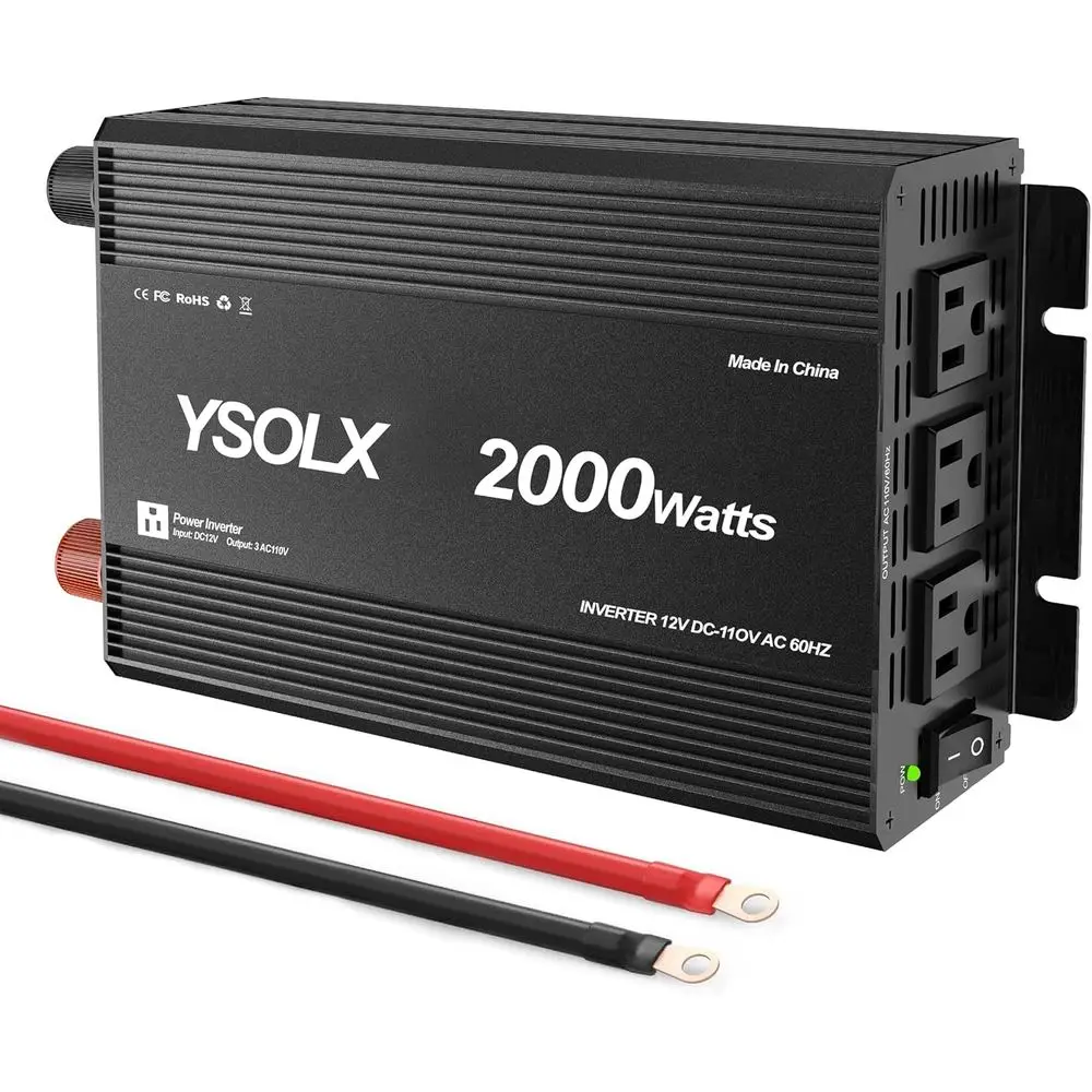 2000W 12V to 110V DC to AC Inverter with 3 AC Outlets for RV, Truck, Camping, Home Use (4000W Peak)
2000W 12V to 110V DC to AC Inverter with 3 AC Outlets for RV, Truck, Camping, Home Use (4000W Peak)