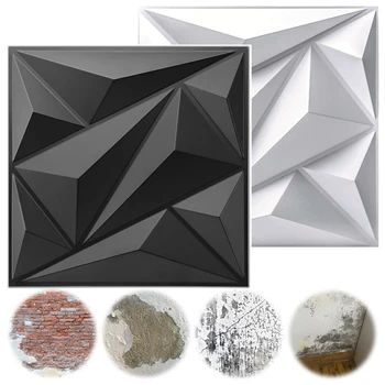 50/100Pcs 3D Wall Panel Diamond for Interior Wall Décor, PVC Flower Textured Wall Panels for Living Room Lobby TV Background