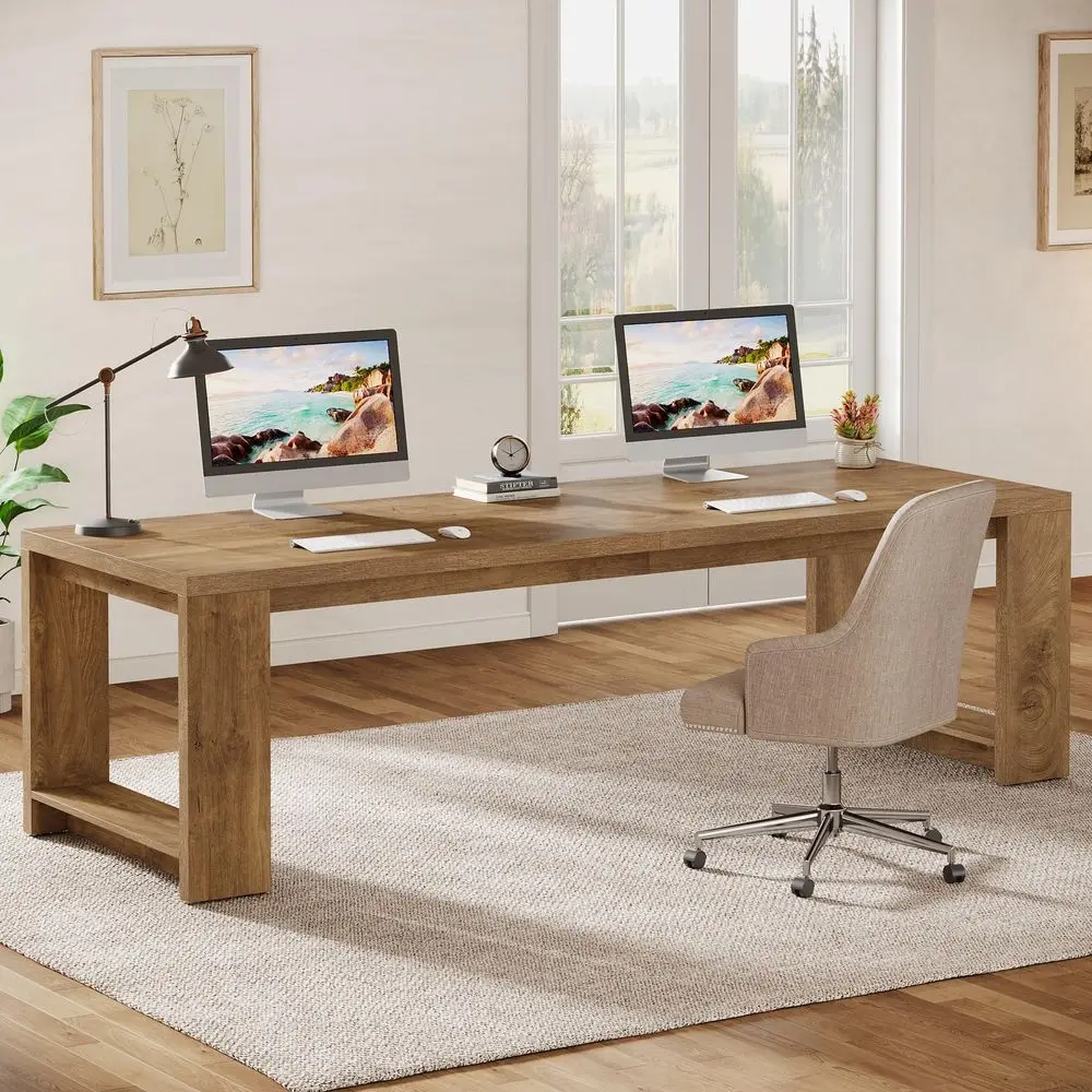 2 Person Desk, 86.6 Extra Long Two Person Desk Double Computer Writing Table for Home Office, Conference Room Wood Color
2 Person Desk, 86.6 Extra Long Two Person Desk Double Computer Writing Table for Home Office, Conference Room Wood Color