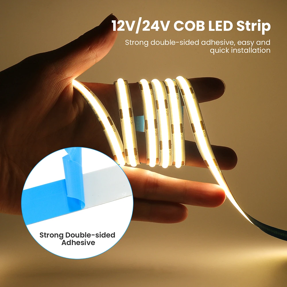 DC 12V 24V COB LED Strip Light 480LEDs 8MM RA90 High Brightness Flexible Tape 3000K 4000K 6000K with 2PIN DC Plug for Room Decor
DC 12V 24V COB LED Strip Light 480LEDs 8MM RA90 High Brightness Flexible Tape 3000K 4000K 6000K with 2PIN DC Plug for Room Decor