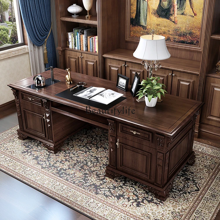 yj19 American-style old walnut desk European-style villa hotel high-end class desk
yj19 American-style old walnut desk European-style villa hotel high-end class desk