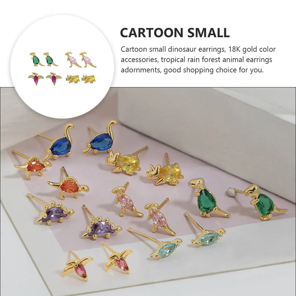 4Pairs Cartoon Dinosaur Earrings 18K Gold Color Animal Shape Ear Accessories for Women Comfortable Lightweight Creative
4Pairs Cartoon Dinosaur Earrings 18K Gold Color Animal Shape Ear Accessories for Women Comfortable Lightweight Creative