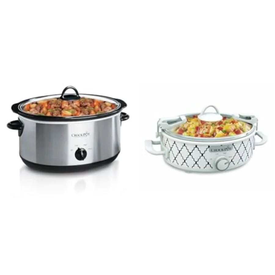 7 Quart Oval Manual Slow Cooker in Stainless Steel with 2.5 Quart Small Casserole for Home Kitchen Use Ideal for Family Meals a
7 Quart Oval Manual Slow Cooker in Stainless Steel with 2.5 Quart Small Casserole for Home Kitchen Use Ideal for Family Meals a