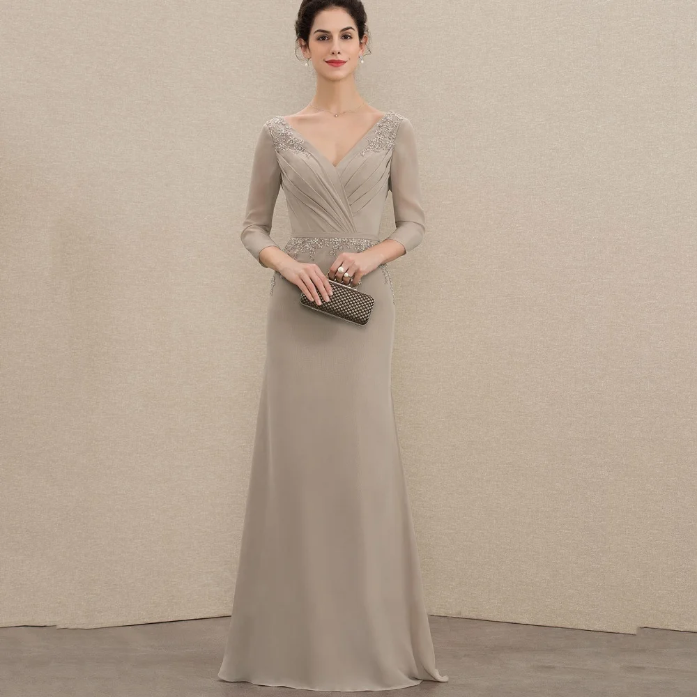 Customized V Neck Formal Mother of Dresses Elegant Chiffon Mermaid Evening Gowns Appliques Floor Length vestido invitada boda
Customized V Neck Formal Mother of Dresses Elegant Chiffon Mermaid Evening Gowns Appliques Floor Length vestido invitada boda
