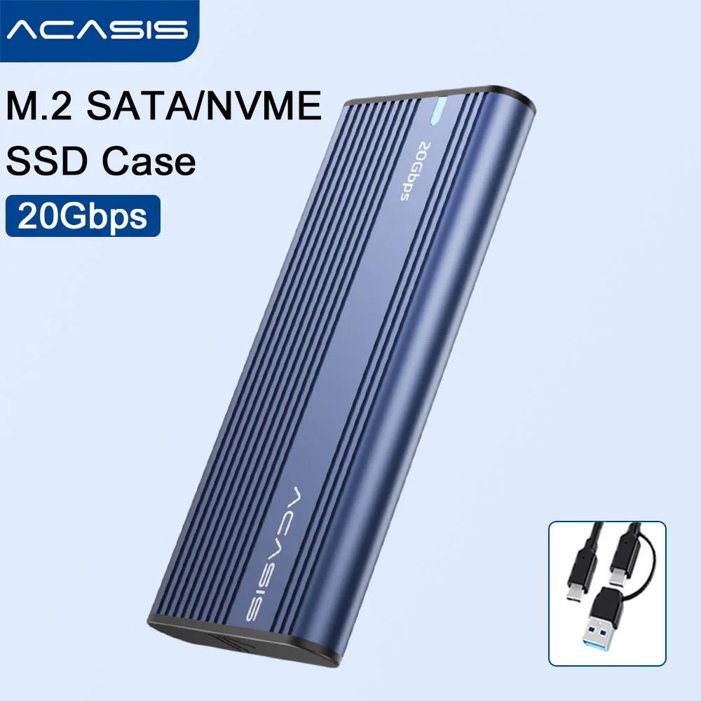 Acasis 20Gbps M.2 SSD Case NVMe SATA SSD Enclosure Adapter USB 3.2 Type-C Gen2 External ssd Enclosure Supports M and B&M Keys
Acasis 20Gbps M.2 SSD Case NVMe SATA SSD Enclosure Adapter USB 3.2 Type-C Gen2 External ssd Enclosure Supports M and B&M Keys
