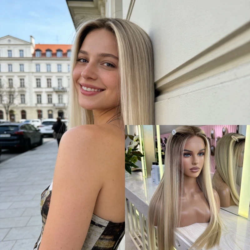 High Quality Glueless Wigs Balayage Ombre Ash Blonde Synthetic Lace Front Wig Natural Preplucked Hairline Woman Wigs Party Wear
High Quality Glueless Wigs Balayage Ombre Ash Blonde Synthetic Lace Front Wig Natural Preplucked Hairline Woman Wigs Party Wear