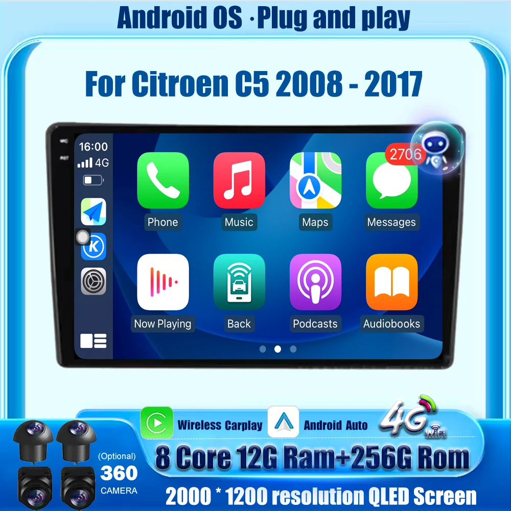 Android 16 Auto For Citroen C5 2008 2009 2010-2017 Car Radio GPS Multimedia Player Stereo 4G WIFI Bluetooth DSP Head Unit 9 Inch
Android 16 Auto For Citroen C5 2008 2009 2010-2017 Car Radio GPS Multimedia Player Stereo 4G WIFI Bluetooth DSP Head Unit 9 Inch
