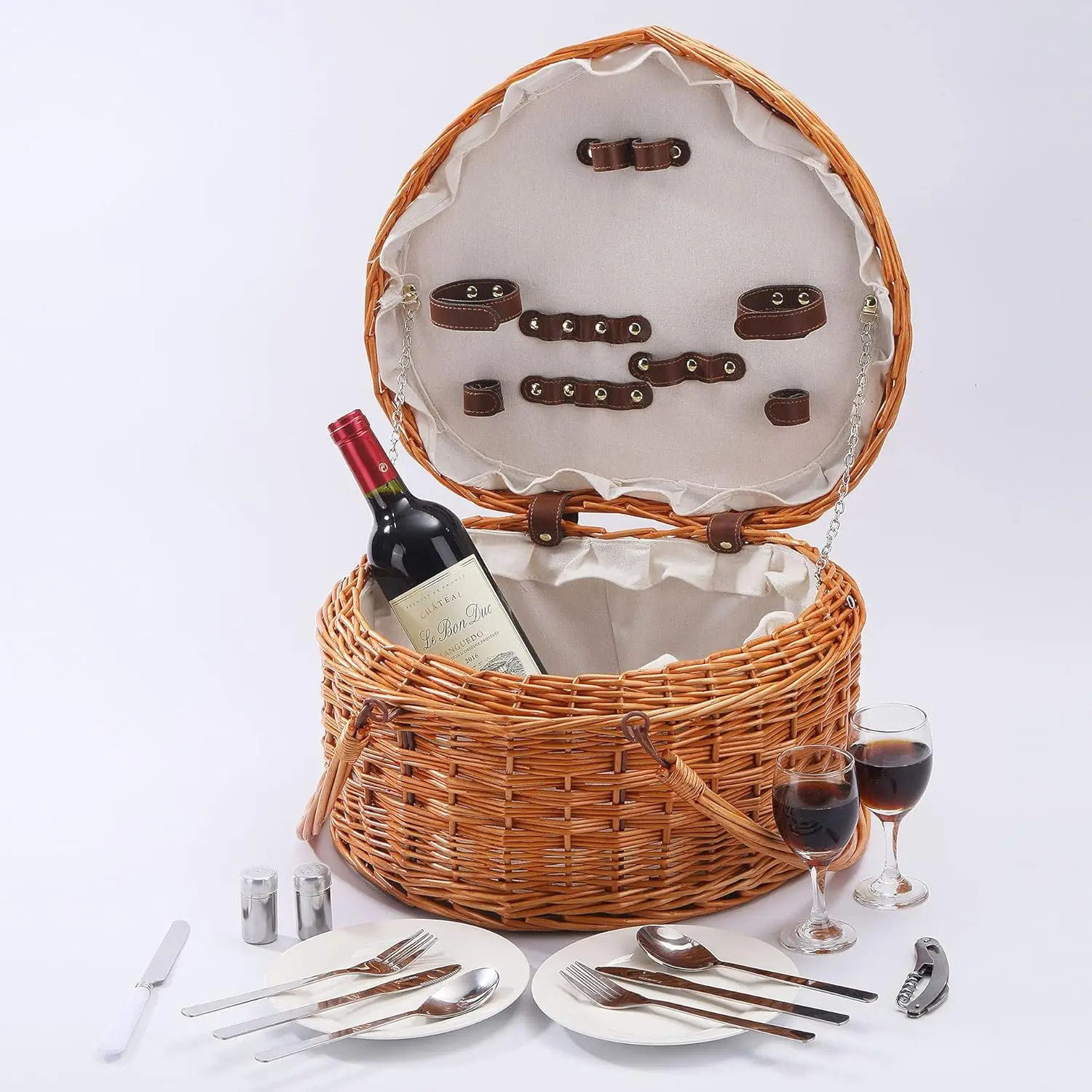 Heart Shaped Woven Wicker Picnic Basket for 2 with Wine Glasses & Cutlery Set
Heart Shaped Woven Wicker Picnic Basket for 2 with Wine Glasses & Cutlery Set