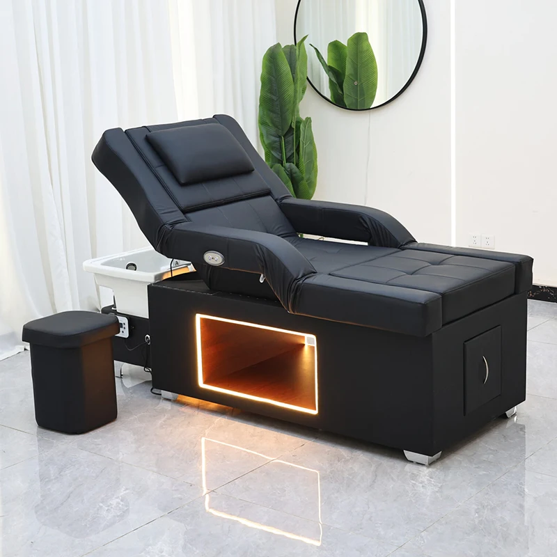 Modern Thai Barbershop Furniture Head Adjustable Washing Bed Luxury Lay Down Head Spa Shampoo Bed with Foot Bath Basin
Modern Thai Barbershop Furniture Head Adjustable Washing Bed Luxury Lay Down Head Spa Shampoo Bed with Foot Bath Basin