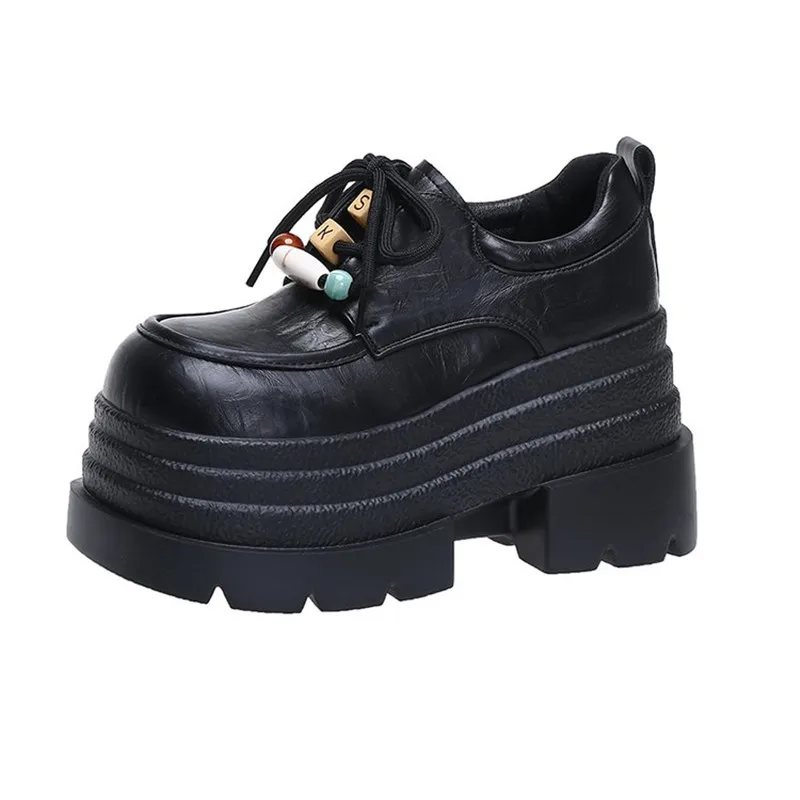 New British Style Height Increase Loafers Thick Bottomed Lace-up Leather Pumps Black Chunky Heel Mary Jane Single Shoes Sneaker
New British Style Height Increase Loafers Thick Bottomed Lace-up Leather Pumps Black Chunky Heel Mary Jane Single Shoes Sneaker