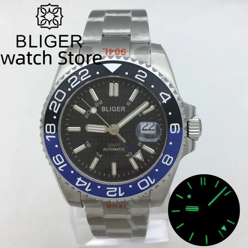 BLIGER 43mmGMT Mechanical Automatic Men's Watch 3804 Movement Sapphire Glass Black dial luminous Oyster strap waterproof watch
BLIGER 43mmGMT Mechanical Automatic Men's Watch 3804 Movement Sapphire Glass Black dial luminous Oyster strap waterproof watch