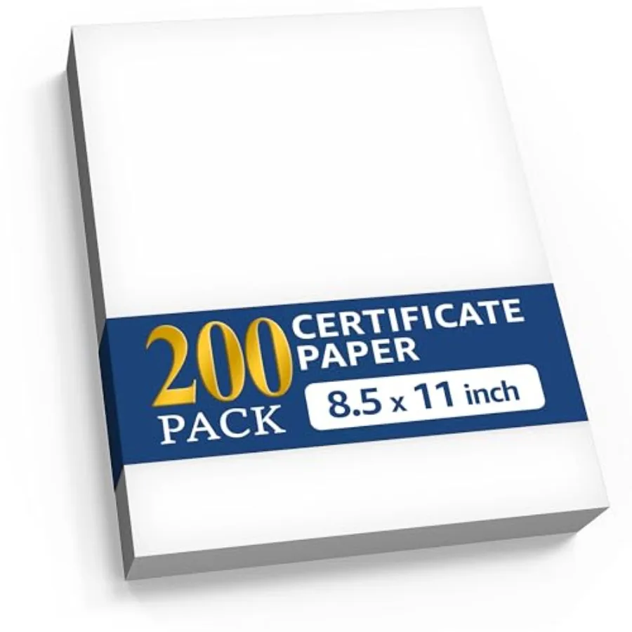 200 Certificate Paper 8.5 x 11 for Printing - Blank Certificate Papers for Award Certificates and Diploma Paper - Premium White
200 Certificate Paper 8.5 x 11 for Printing - Blank Certificate Papers for Award Certificates and Diploma Paper - Premium White