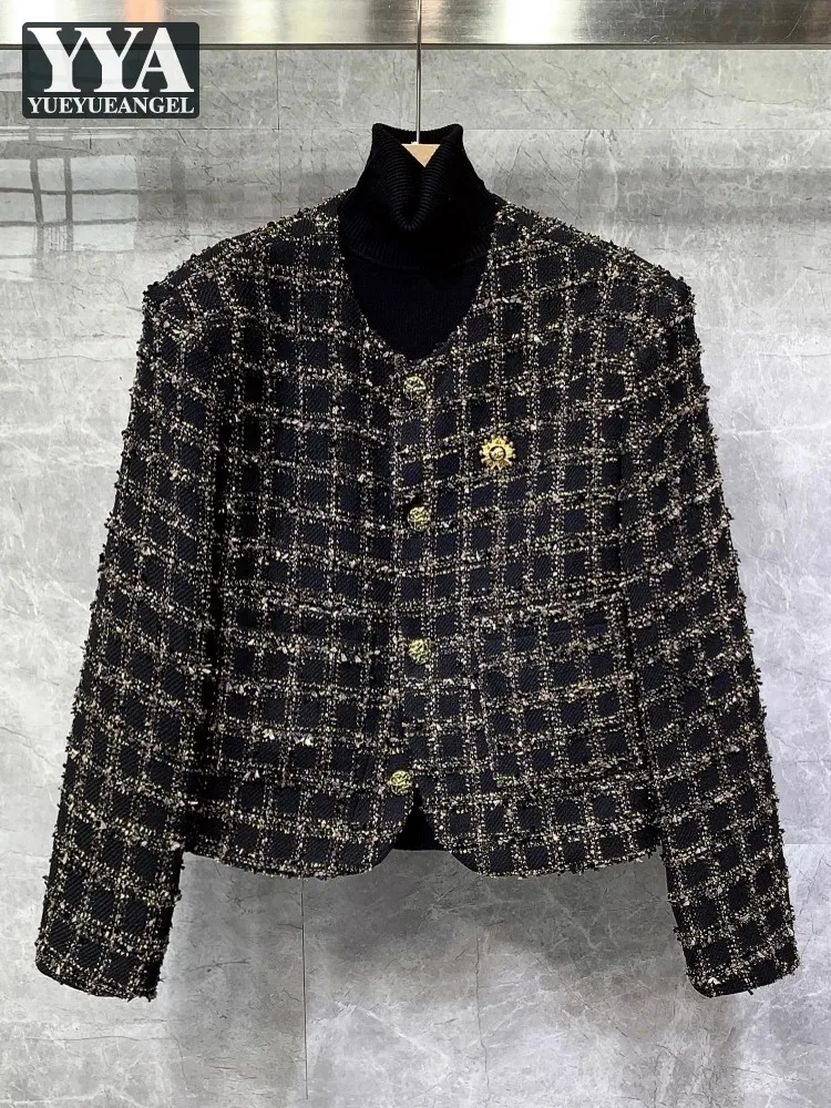 Designer Mens Party Tweed Jacket Single Breasted O Neck Loose Fit Vintage Plaid Twill Coat Business Banquet Outwear Jacket
Designer Mens Party Tweed Jacket Single Breasted O Neck Loose Fit Vintage Plaid Twill Coat Business Banquet Outwear Jacket
