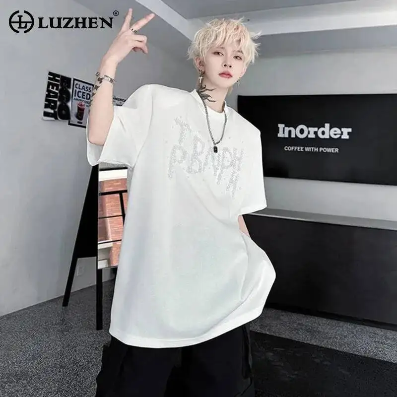 LUZHEN 2026 Summer Pearl Decorate Patchwork Letter Short Sleeve T-shirts Men's Fashion Shoulder Pad Round Neck Male Tops JY6557
LUZHEN 2026 Summer Pearl Decorate Patchwork Letter Short Sleeve T-shirts Men's Fashion Shoulder Pad Round Neck Male Tops JY6557