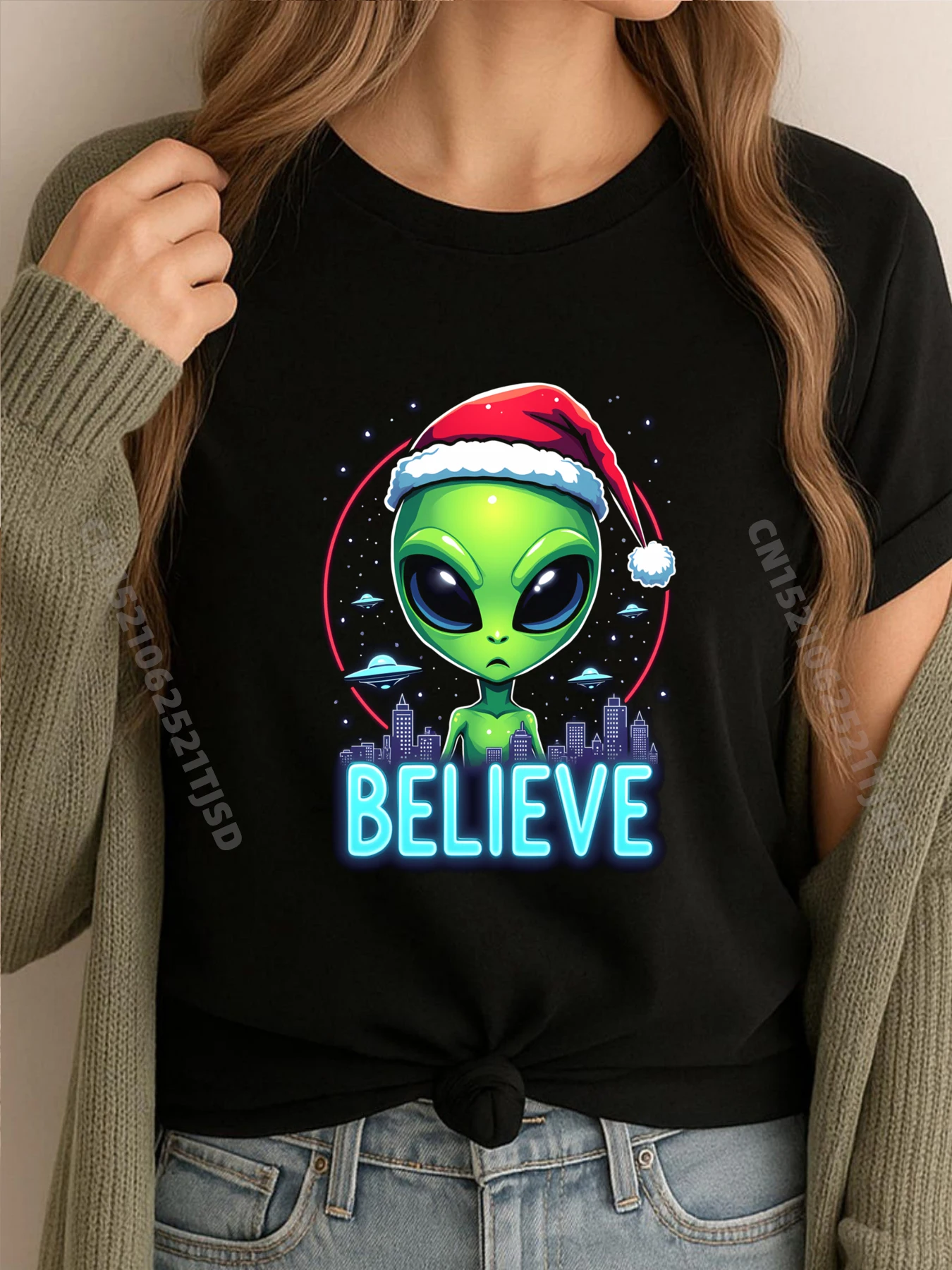 I Want To Believe Aliens Ufo Забавная шляпа Санта-Клауса с изображением инопланетянина Рождественская мужская одежда 2025Camiseta Masculina Топы и футболки Повседневные 
I Want To Believe Aliens Ufo Забавная шляпа Санта-Клауса с изображением инопланетянина Рождественская мужская одежда 2025Camiseta Masculina Топы и футболки Повседневные