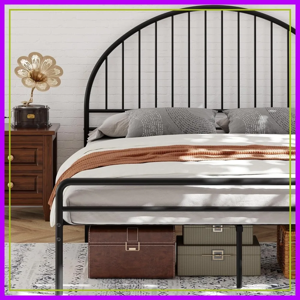 Vintage Queen Size Metal Bed Frame with Victorian Style Wrought Iron Headboard and Footboard, No Box Spring Needed, Black
Vintage Queen Size Metal Bed Frame with Victorian Style Wrought Iron Headboard and Footboard, No Box Spring Needed, Black