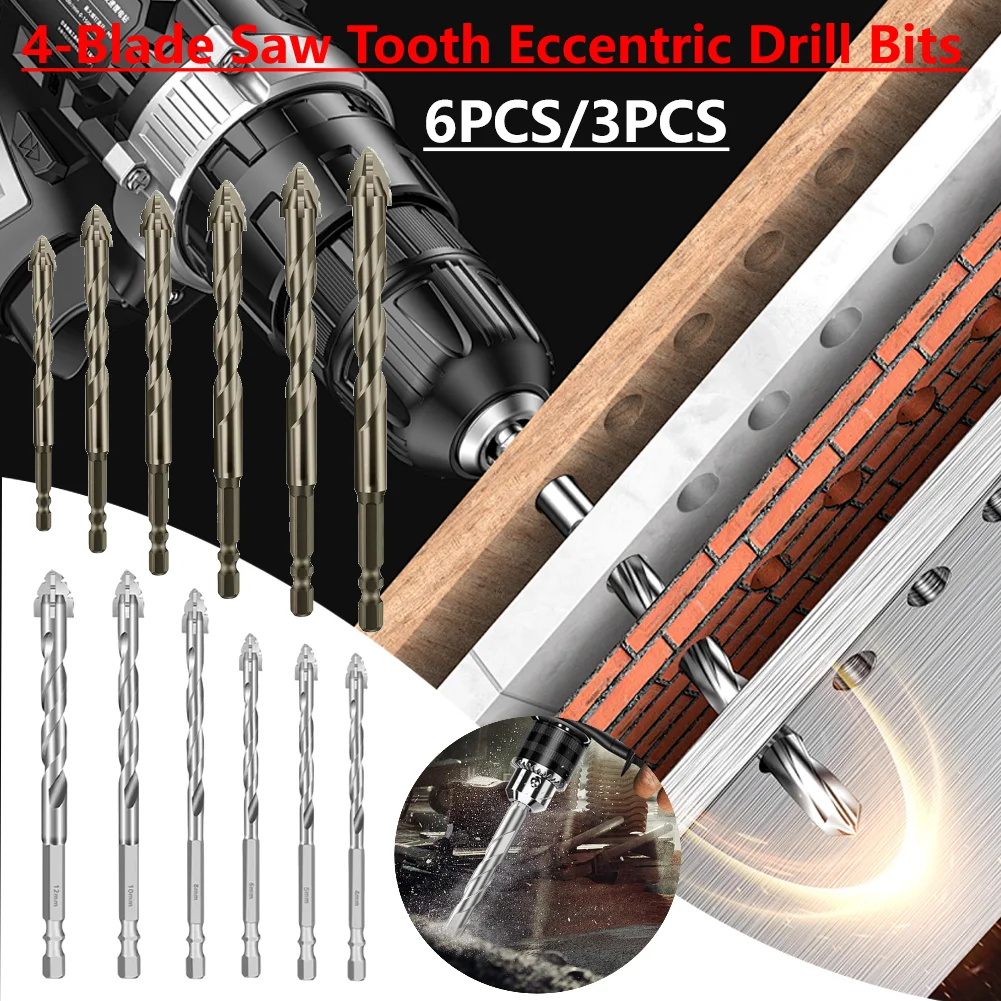 6pc/3pc 4-Blade Saw Tooth Hard Alloy Eccentric Twist Drill Bit High-Strength Eccentric Drill Bit 4/5/6/8/10/12mm Sawtooth Drills
6pc/3pc 4-Blade Saw Tooth Hard Alloy Eccentric Twist Drill Bit High-Strength Eccentric Drill Bit 4/5/6/8/10/12mm Sawtooth Drills