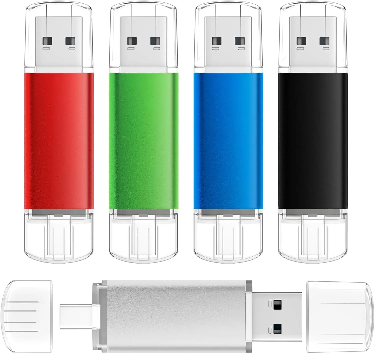 32GB USB C Flash Drive 2-in-1 Dual Thumb Drive Compatible with iPhone 16/15, Android, Computers, MacBook, Tablets, PC - 5 Pack
32GB USB C Flash Drive 2-in-1 Dual Thumb Drive Compatible with iPhone 16/15, Android, Computers, MacBook, Tablets, PC - 5 Pack