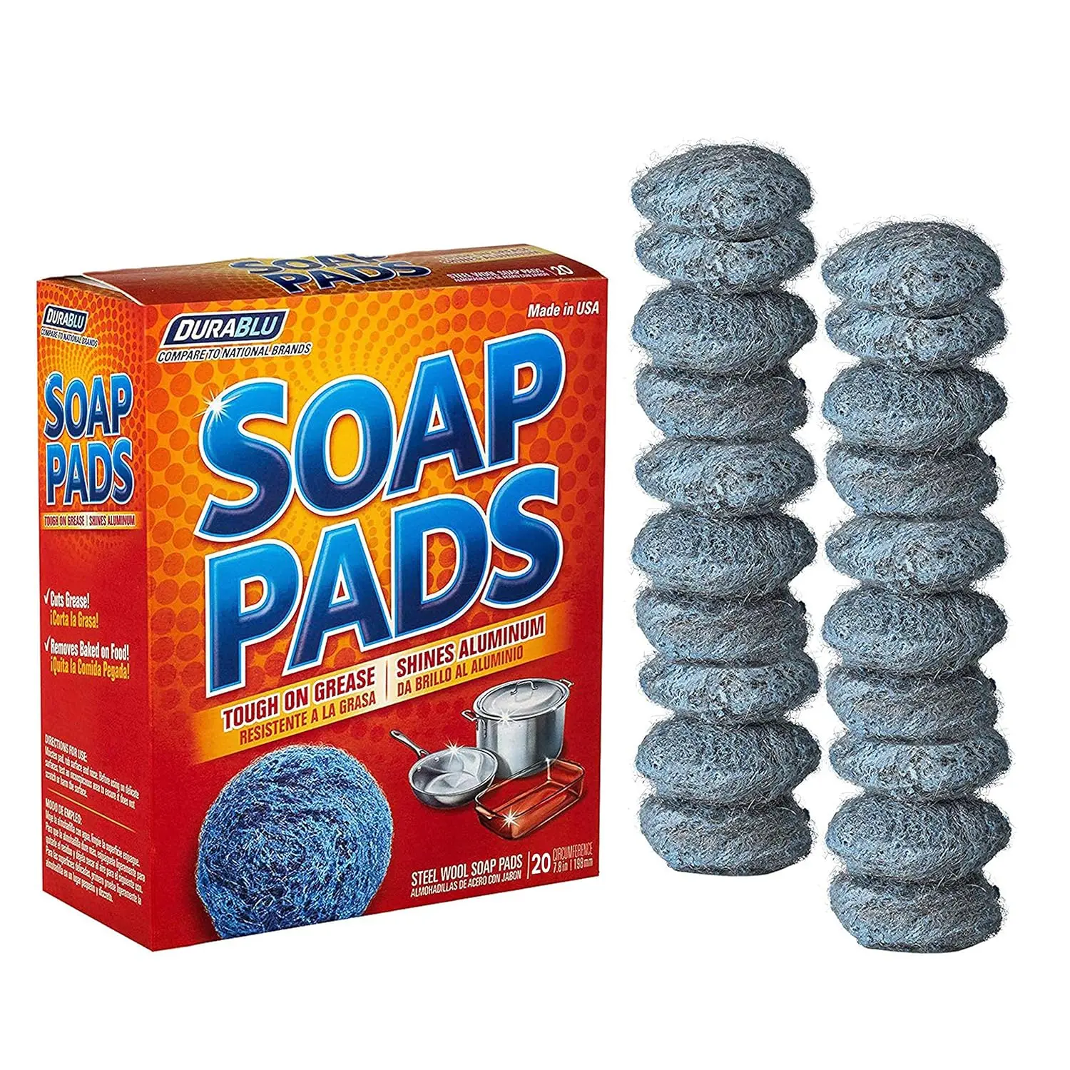 20 Pack Steel Wool Soap Pads for Dishes Pots Pans Ovens Pre-Soaked to Cut Kitchen Grease
20 Pack Steel Wool Soap Pads for Dishes Pots Pans Ovens Pre-Soaked to Cut Kitchen Grease