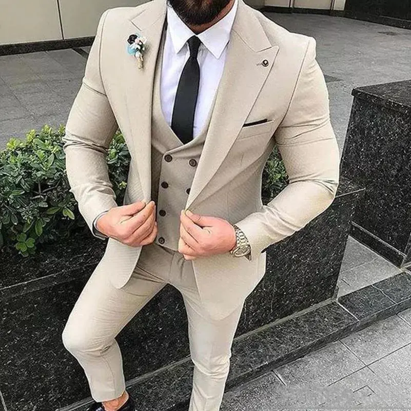 New Arrival One Button Groomsmen Peak Lapel Groom Tuxedos Men Suits Wedding/Prom Best Blazer ( Jacket+Pants+Vest+Tie) B268
New Arrival One Button Groomsmen Peak Lapel Groom Tuxedos Men Suits Wedding/Prom Best Blazer ( Jacket+Pants+Vest+Tie) B268