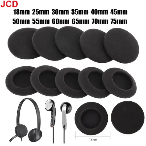 10pc Thickened Foam Ear Pads For Headphones Sponge Replacement Cushions Covers Earphones Case 35mm 40mm 50mm 55mm 60mm 70mm 75mm