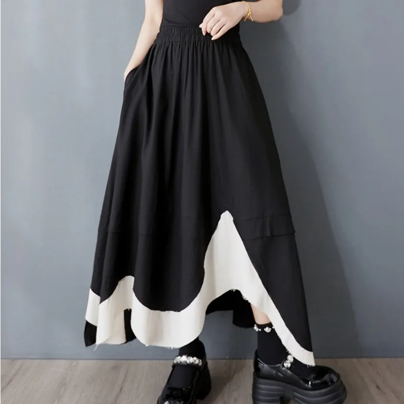 SuperAen Black Design Fashionable Contrast Color Patchwork Asymmetrical Slimming High-waisted Elastic Waist Skirts
SuperAen Black Design Fashionable Contrast Color Patchwork Asymmetrical Slimming High-waisted Elastic Waist Skirts