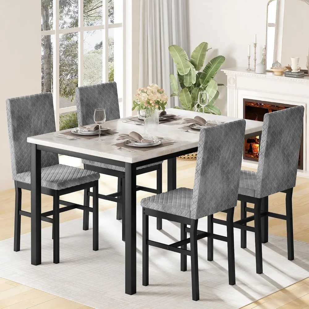 Dining Room Table Set,Faux Marble 5 Piece Dining Table Set for 4,Modern Upholstered PU Leather Chairs, for Kitchen and Dining(B
Dining Room Table Set,Faux Marble 5 Piece Dining Table Set for 4,Modern Upholstered PU Leather Chairs, for Kitchen and Dining(B