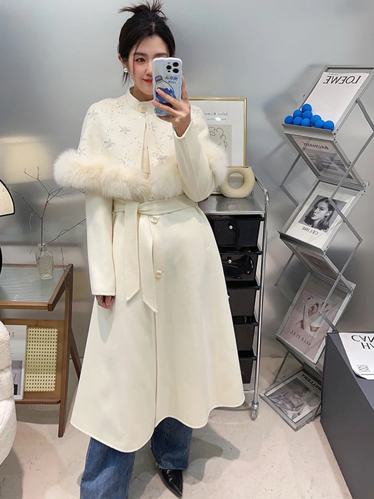 2024 New Fashion Women Ladies Natural Real Fox Fur Coat Cashmere Wool Woolen Outerwear Winter Jacket
2024 New Fashion Women Ladies Natural Real Fox Fur Coat Cashmere Wool Woolen Outerwear Winter Jacket