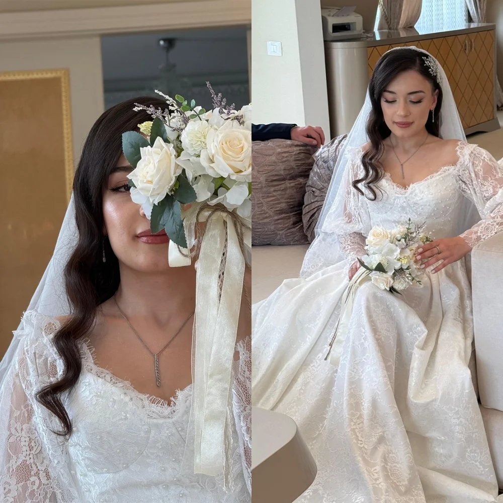 Customized Exquisite White Jersey Bridal Gowns Elegant Strapless Long Sleeves Wedding Dress Chapel Train Vestido De Novia
Customized Exquisite White Jersey Bridal Gowns Elegant Strapless Long Sleeves Wedding Dress Chapel Train Vestido De Novia