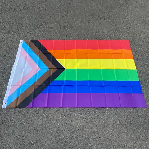 Aerlxemrbrae Rainbow Flag 150X90CM Banner 100D Polyester grommets lgbt Gay rainbow Progress Pride flag
