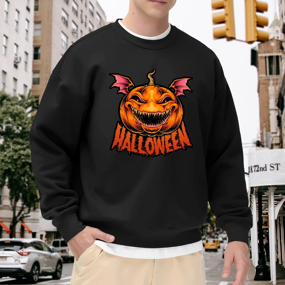 Men's Black Crewneck Sweatshirt, Halloween Pumpkin Print Top, Loose Casual Pullover, Street Fashion Versatile Style, Soft and Comfortable, Suitable for Daily Wear and Sports
Men's Black Crewneck Sweatshirt, Halloween Pumpkin Print Top, Loose Casual Pullover, Street Fashion Versatile Style, Soft and Comfortable, Suitable for Daily Wear and Sports