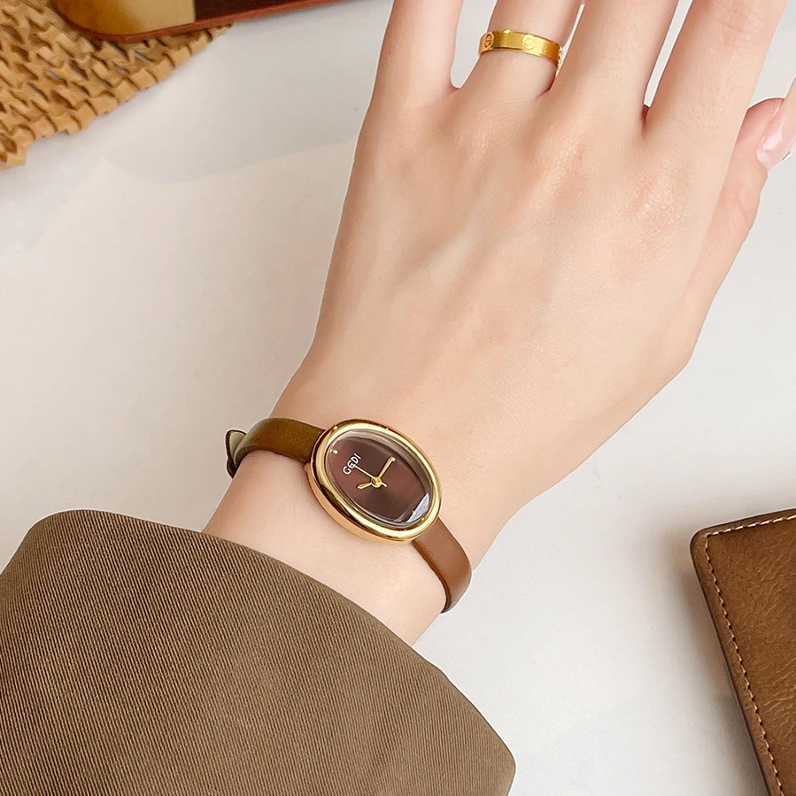 GEDI Vintage Women's Watch Oval Dial Quartz Watches For Woman Brown Leather Strap French Romantic Elegant Ladies Wristwatch
GEDI Vintage Women's Watch Oval Dial Quartz Watches For Woman Brown Leather Strap French Romantic Elegant Ladies Wristwatch