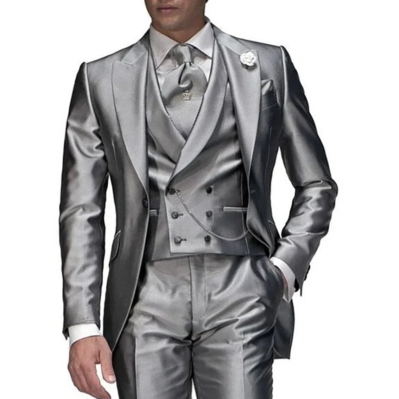 Chic Grey Casual Men's Suits Tuxedo Wedding Blazer Formal Evening Party Elegant 3 Piece Jacket Pants Vest Gentlemen Full Set
Chic Grey Casual Men's Suits Tuxedo Wedding Blazer Formal Evening Party Elegant 3 Piece Jacket Pants Vest Gentlemen Full Set