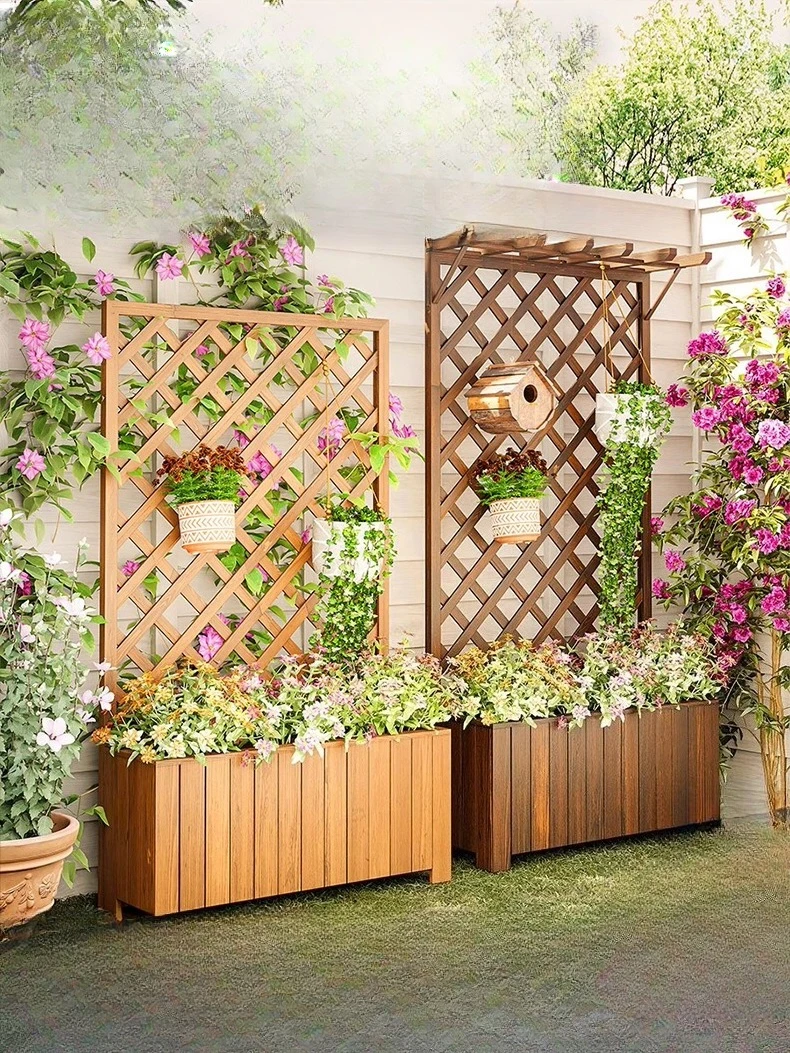 Outdoor preservative wood flower stand Outdoor courtyard flower box fence partition Garden balcony flower vine frame
Outdoor preservative wood flower stand Outdoor courtyard flower box fence partition Garden balcony flower vine frame
