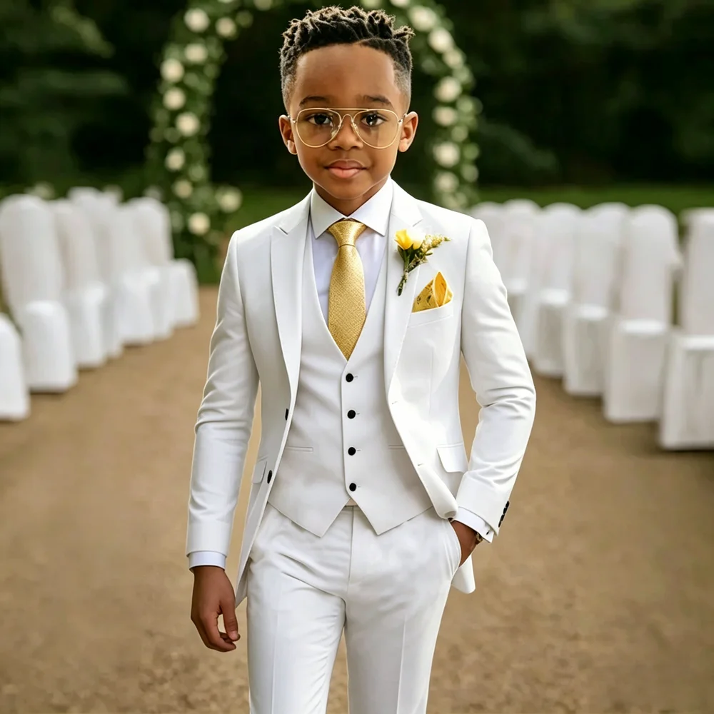 White Flower Boys Formal Suits Clothing Set Kids Coat Vest Pants 3Pcs Wedding Tuxedo Suit Children Blazer Birthday Costume
White Flower Boys Formal Suits Clothing Set Kids Coat Vest Pants 3Pcs Wedding Tuxedo Suit Children Blazer Birthday Costume