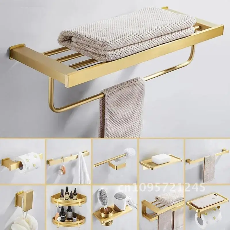 Brushed gold space aluminum towel rack storage wall hardware rack towel mounted bathroom towel pendant bathroom holder
Brushed gold space aluminum towel rack storage wall hardware rack towel mounted bathroom towel pendant bathroom holder