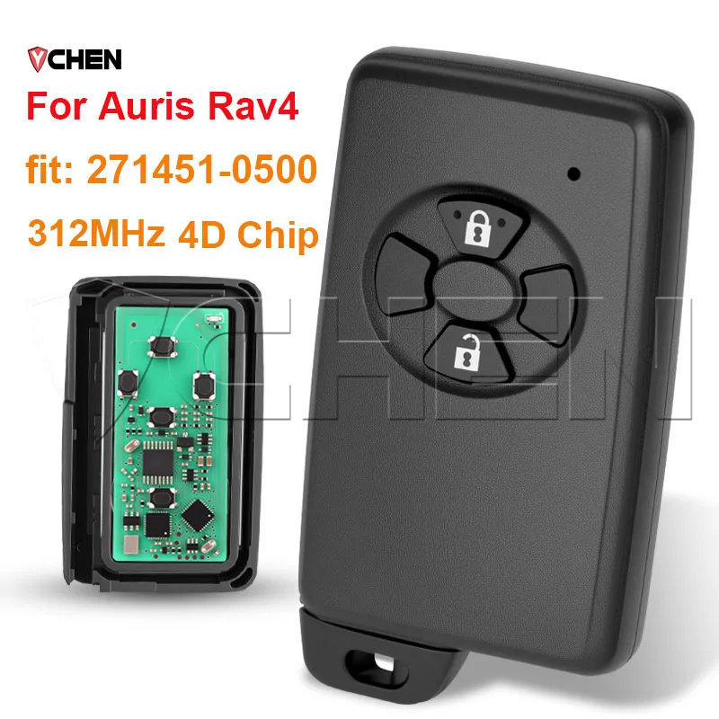 Умный дистанционный ключ 271451-0500 312 МГц для Toyota Auris Rav4 2006 2007 2008 2009 2010 2011 4D чип 2 кнопки бесконтактный автомобильный брелок
Умный дистанционный ключ 271451-0500 312 МГц для Toyota Auris Rav4 2006 2007 2008 2009 2010 2011 4D чип 2 кнопки бесконтактный автомобильный брелок